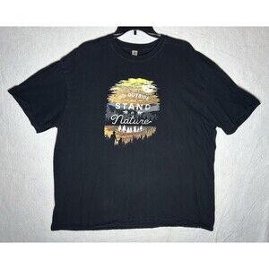 Gildan Men's Black Nature Outdoor Graphic Crew Neck Short Sleeve T-Shirt 3XL